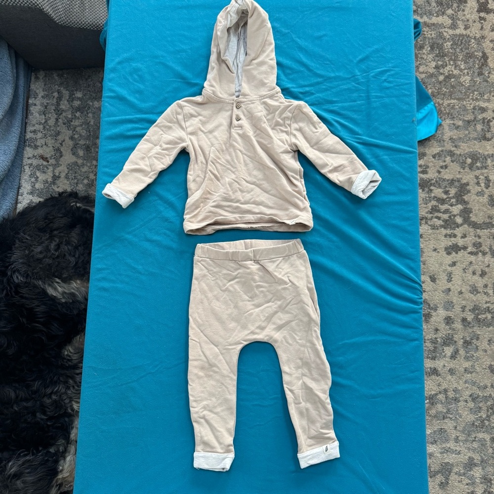 Kids' Cozy Beige Hoodie and Jogger Set